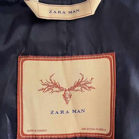 Zara Man Sport Coat Mens Size 42 Black Single Breasted Slim Textured Blazer - Picture 9 of 16